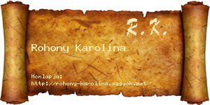 Rohony Karolina névjegykártya